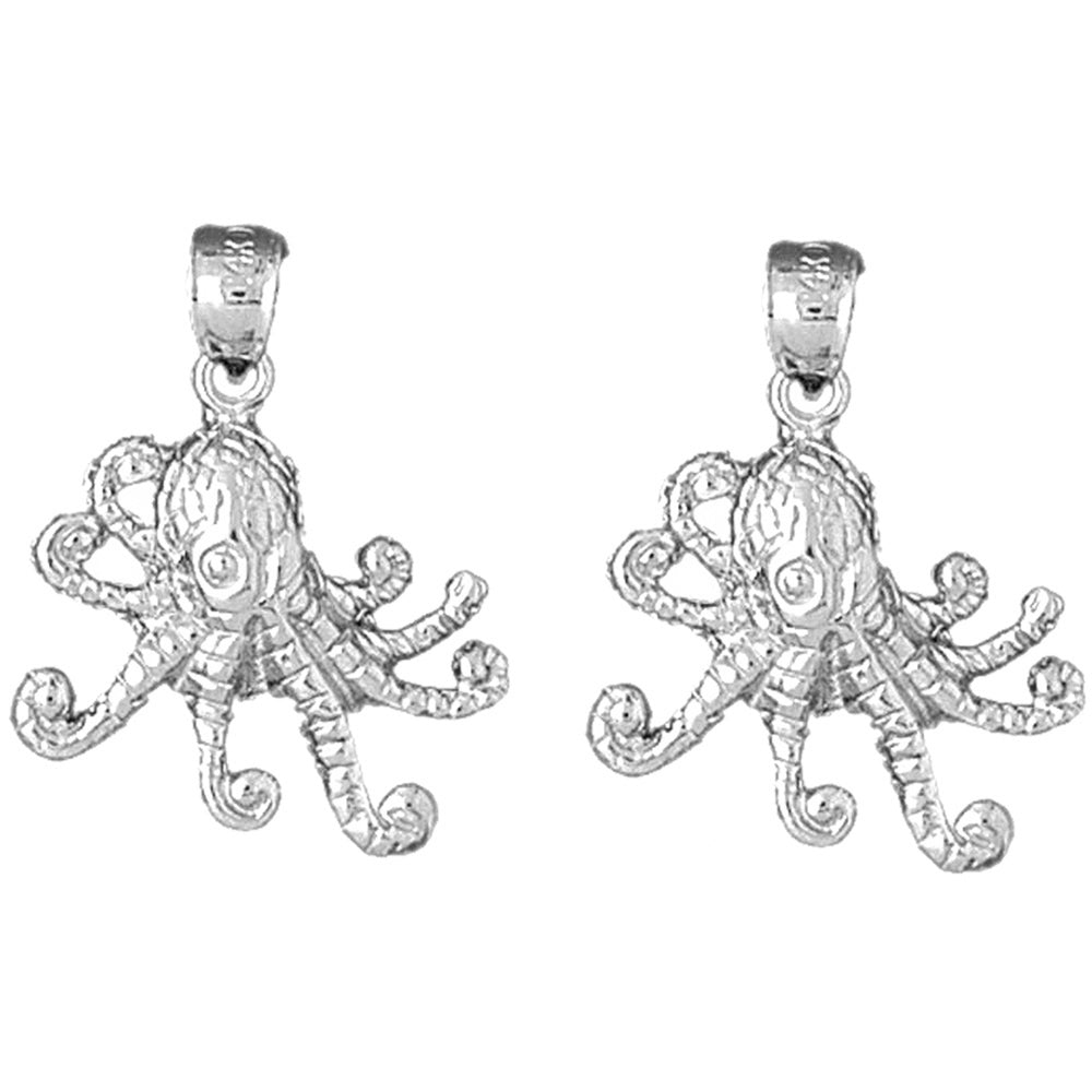 Sterling Silver 25mm Octopus Earrings