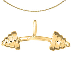 10K, 14K or 18K Gold Barbell Pendant