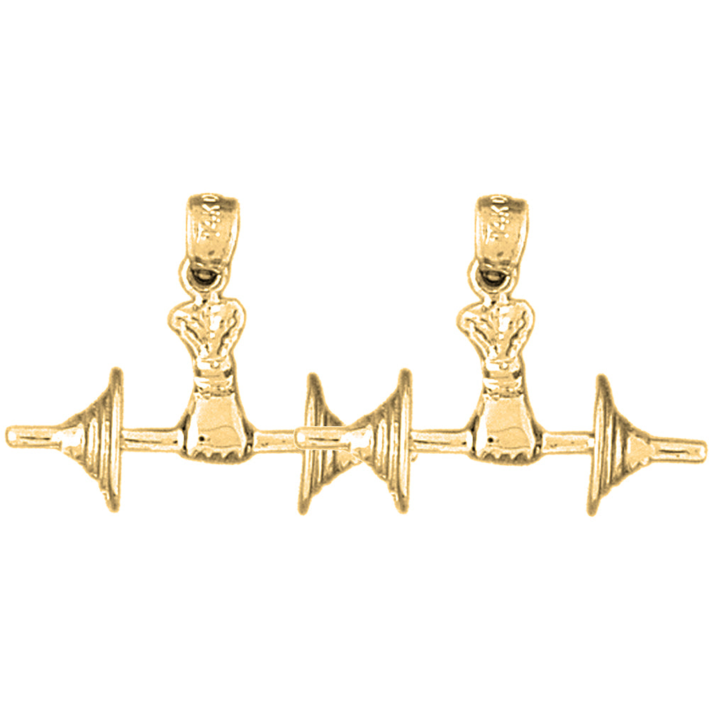 Yellow Gold-plated Silver 19mm Barbell Earrings