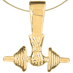 10K, 14K or 18K Gold 3D Barbell Pendant