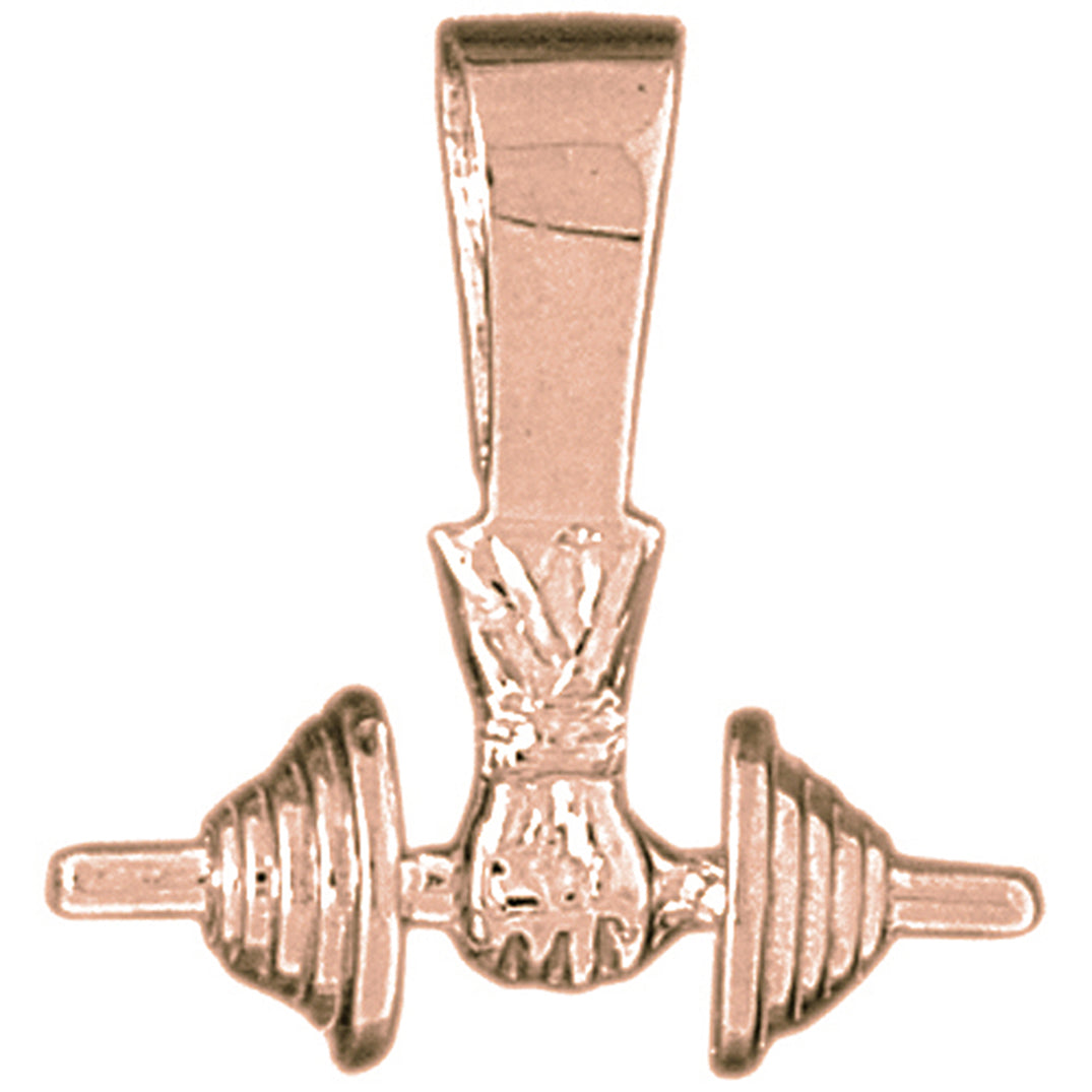 10K, 14K or 18K Gold 3D Barbell Pendant