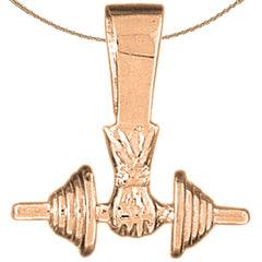 10K, 14K or 18K Gold 3D Barbell Pendant