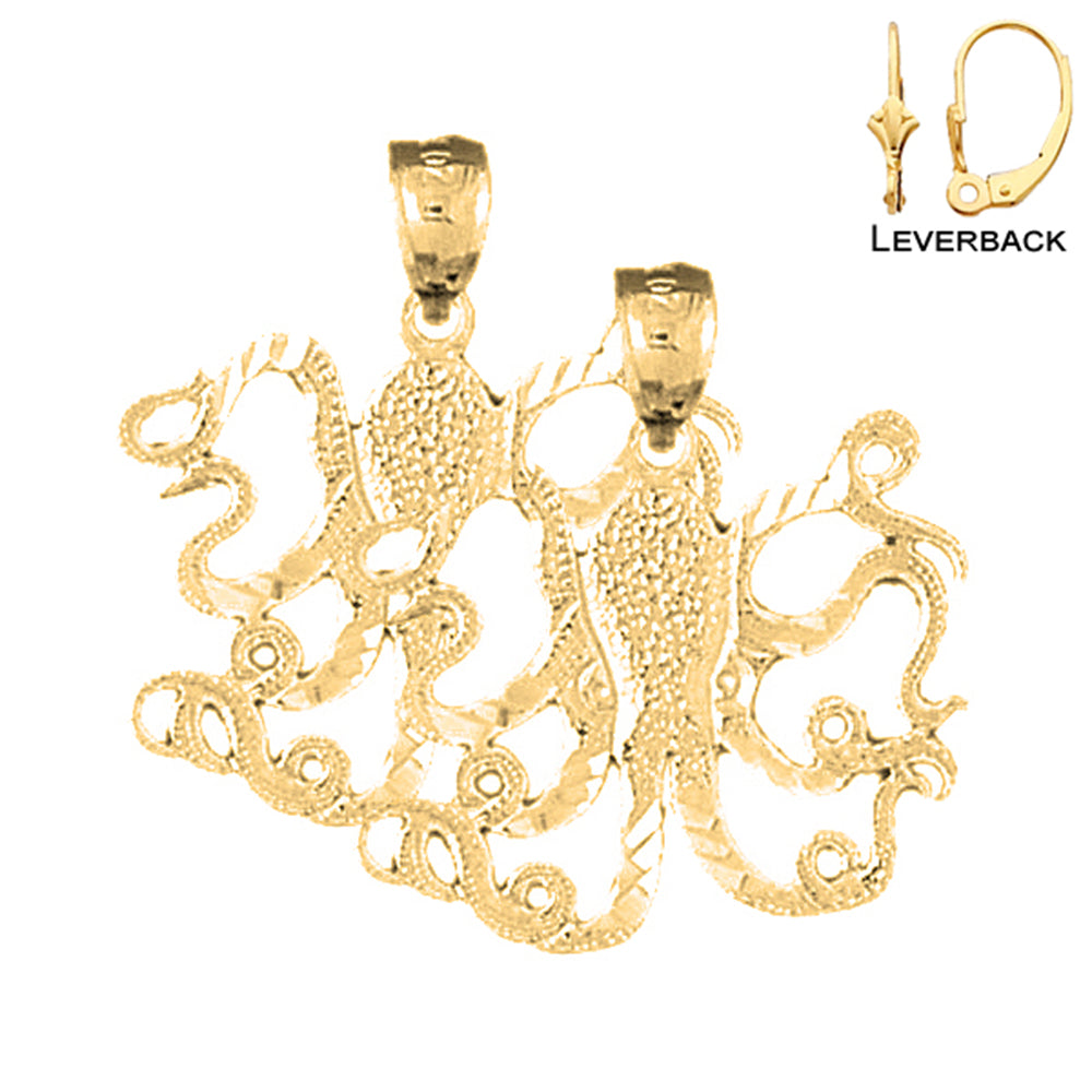 14K or 18K Gold Octopus Earrings