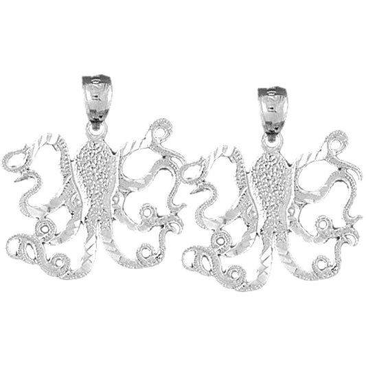 14K or 18K Gold 25mm Octopus Earrings