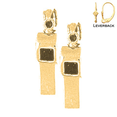 Sterling Silver 22mm 3D Whistle Earrings (White or Yellow Gold Plated)