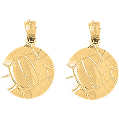 Yellow Gold-plated Silver 20mm Volleyball Earrings