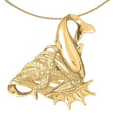 10K, 14K or 18K Gold Dolphins, Starfish, And Shell Pendant