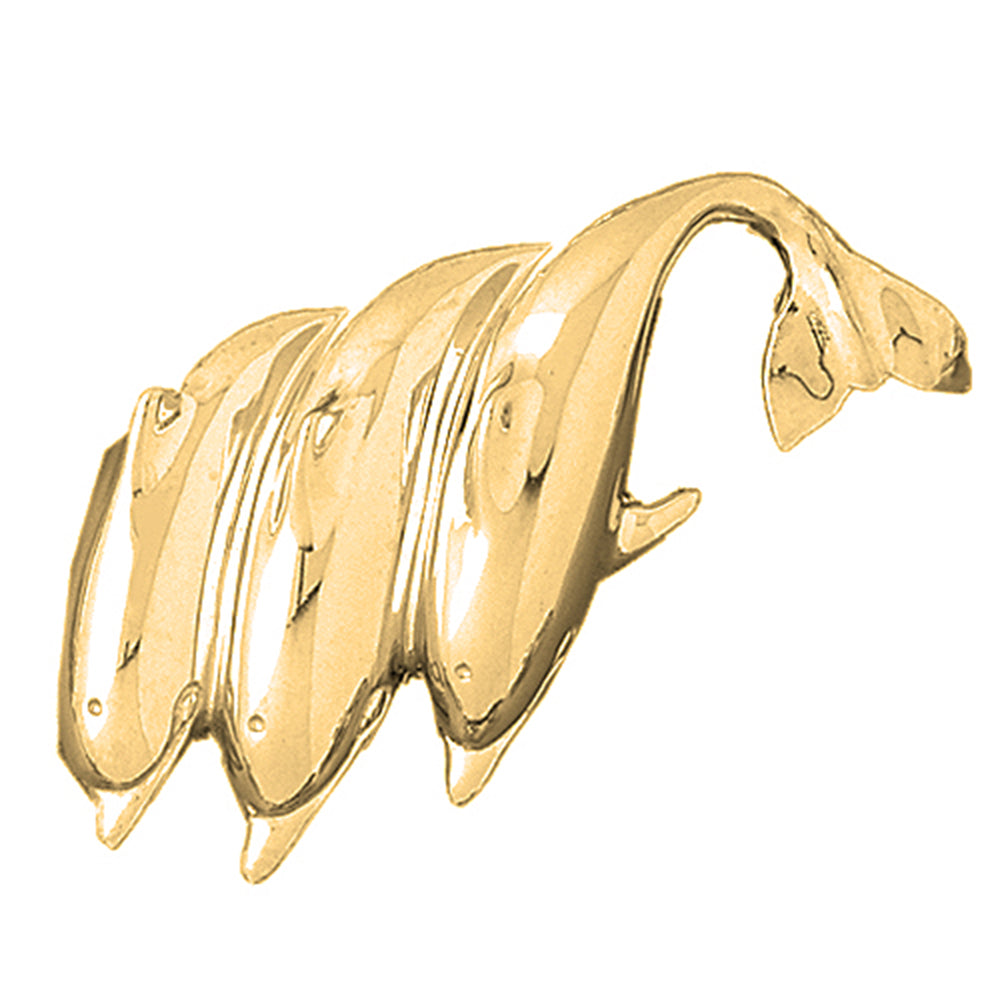 10K, 14K or 18K Gold Dolphins Pendant