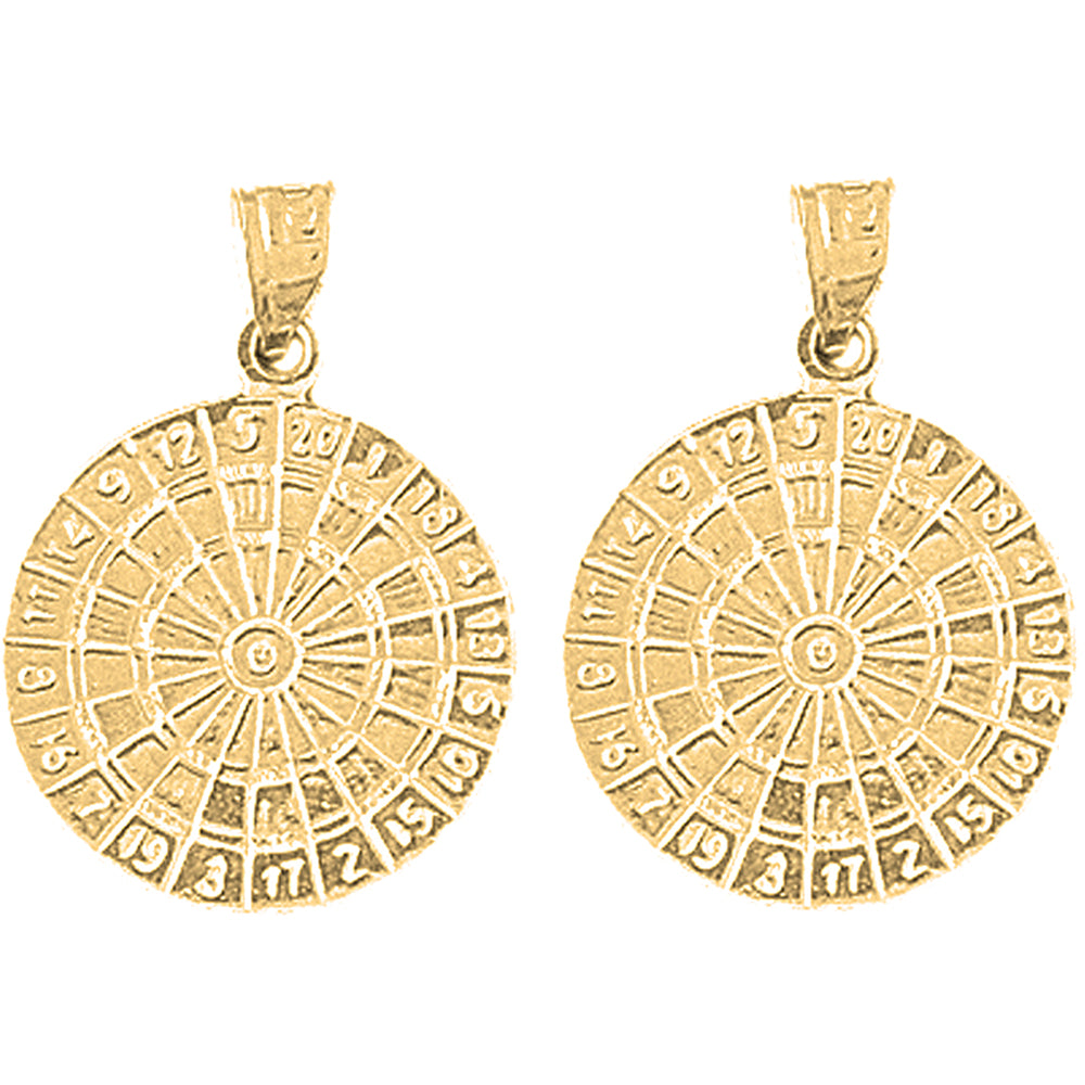 Yellow Gold-plated Silver 23mm Dart Board Earrings