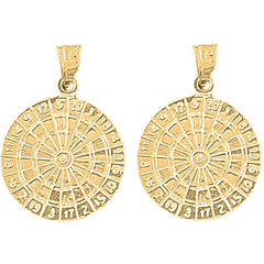 Yellow Gold-plated Silver 23mm Dart Board Earrings