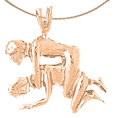 10K, 14K or 18K Gold Wrestler Pendant