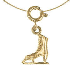 14K or 18K Gold 3D Ice Skate Pendant