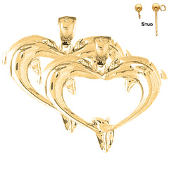 14K or 18K Gold Dolphin Heart Earrings