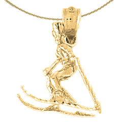 14K or 18K Gold 3D Skier Pendant