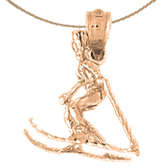 14K or 18K Gold 3D Skier Pendant