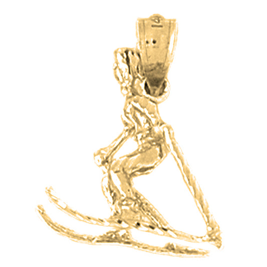 14K or 18K Gold 3D Skier Pendant