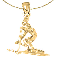 14K or 18K Gold 3D Skier Pendant