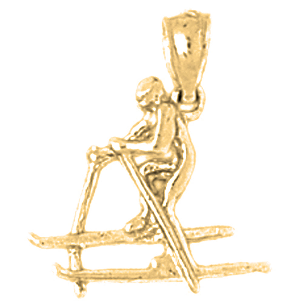 14K or 18K Gold 3D Skier Pendant