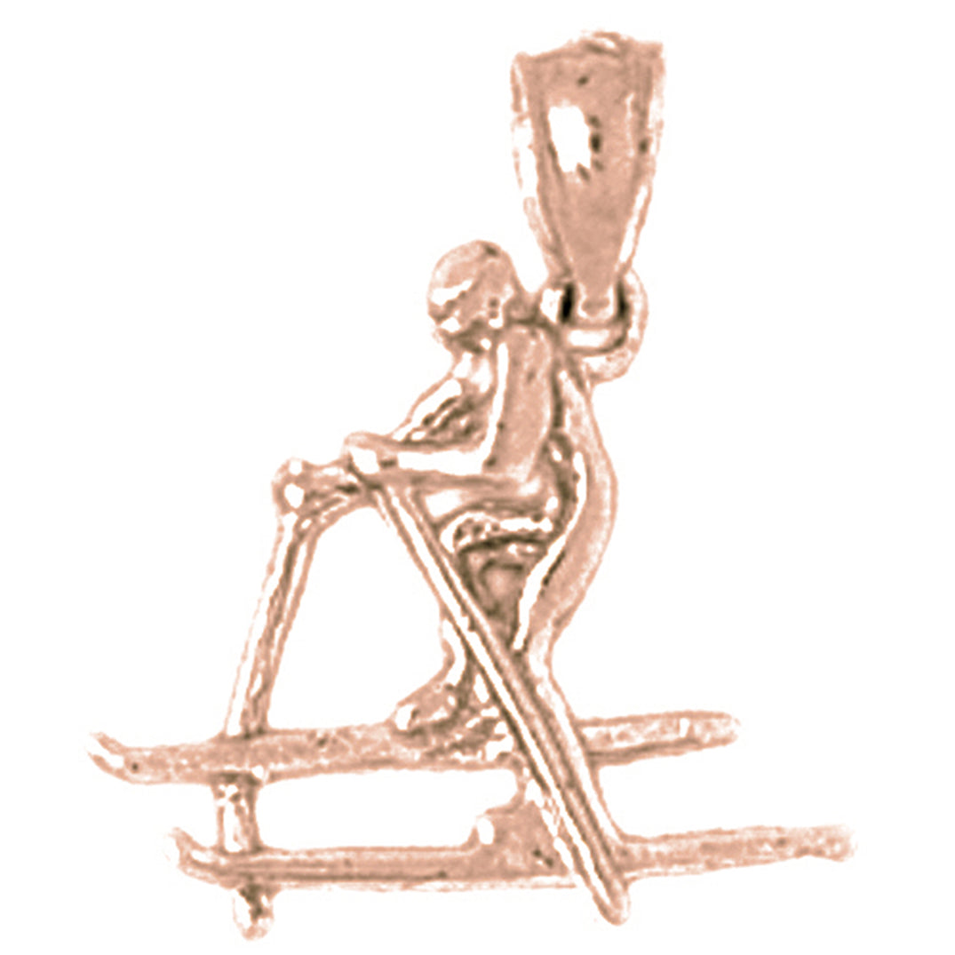 14K or 18K Gold 3D Skier Pendant