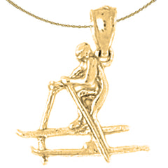 14K or 18K Gold 3D Skier Pendant