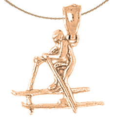 14K or 18K Gold 3D Skier Pendant