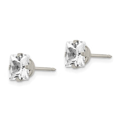 Inverness Stainless Steel 7mm Faceted Square CZ Earrings