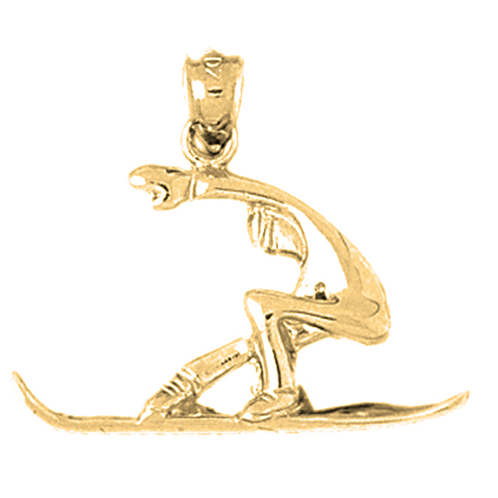 10K, 14K or 18K Gold Snow Boarder Pendant