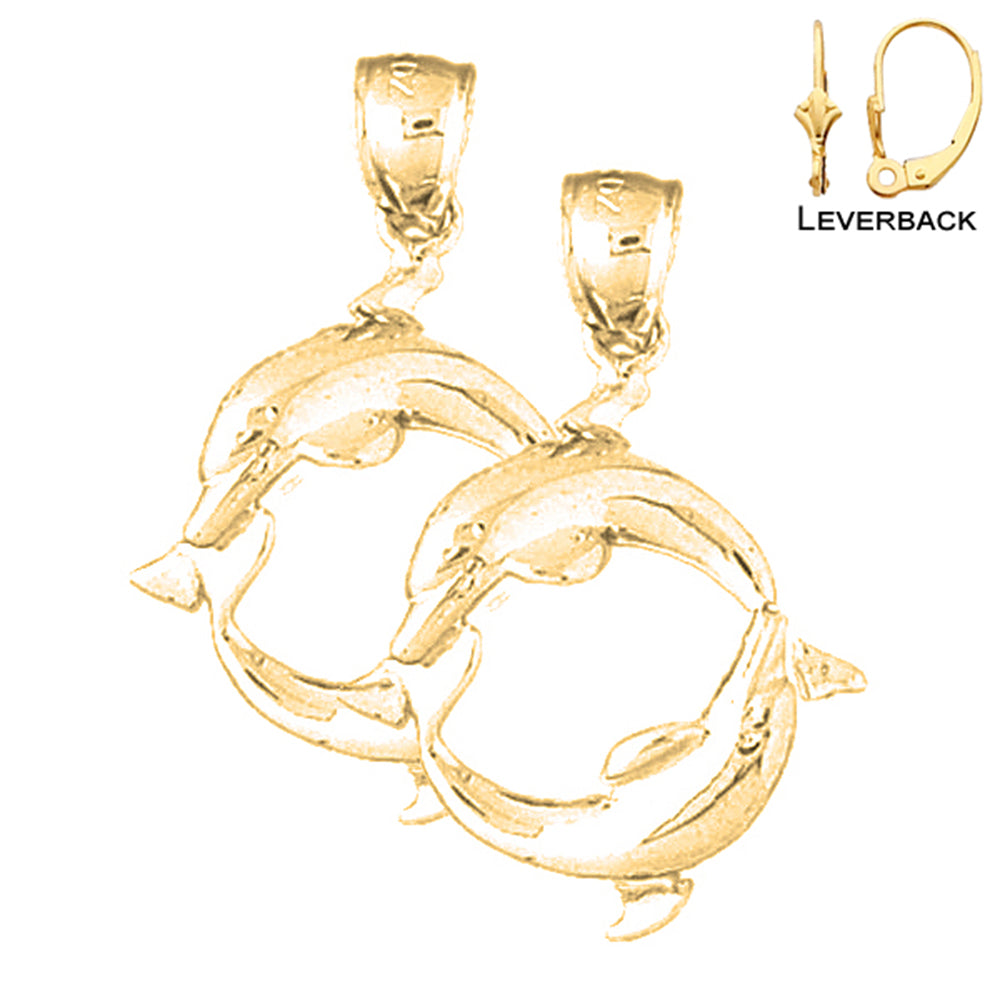 14K or 18K Gold Dolphin Earrings