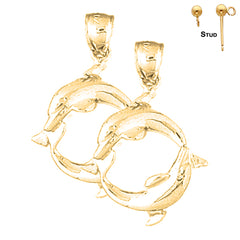 14K or 18K Gold Dolphin Earrings