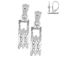 Sterling Silver 23mm 3D Snow Sled Earrings (White or Yellow Gold Plated)