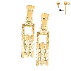Sterling Silver 23mm 3D Snow Sled Earrings (White or Yellow Gold Plated)