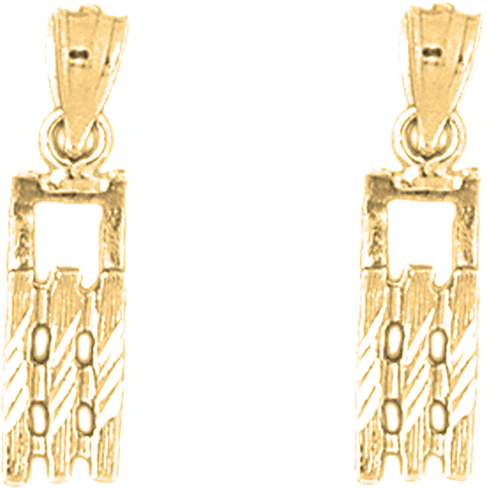 Yellow Gold-plated Silver 23mm 3D Snow Sled Earrings
