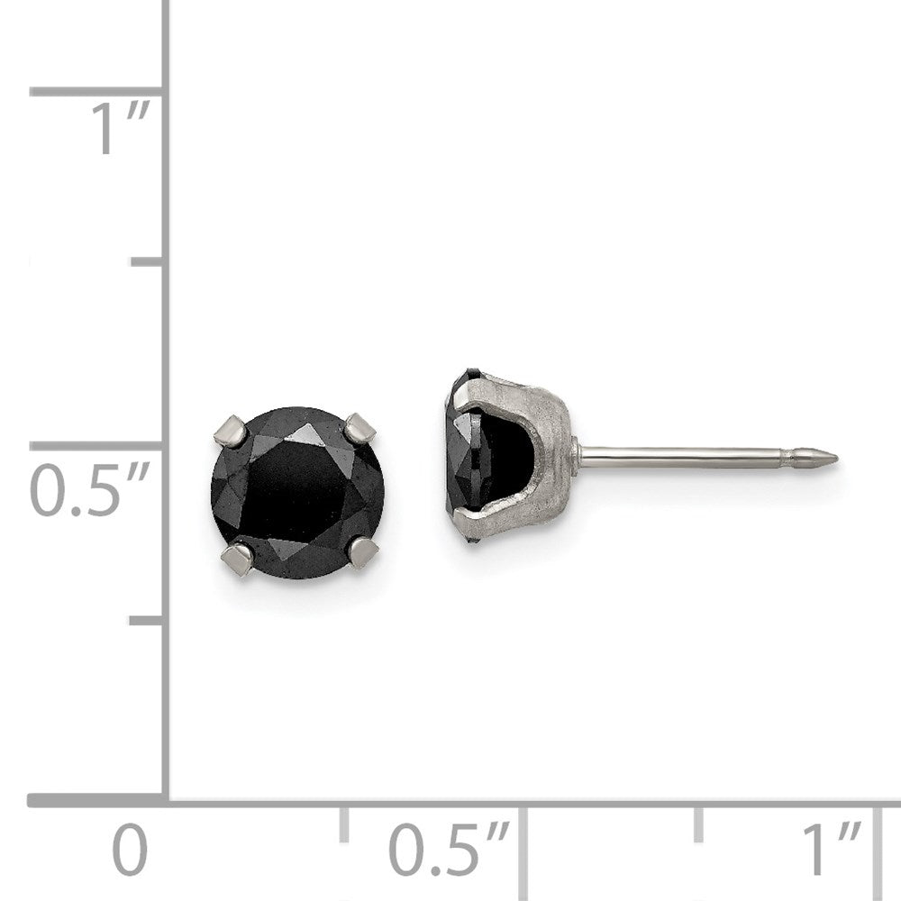 Inverness Stainless Steel 7mm Black CZ Earrings