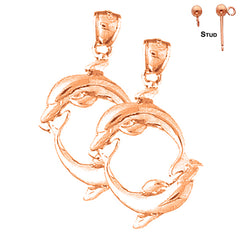 14K or 18K Gold Dolphin Earrings