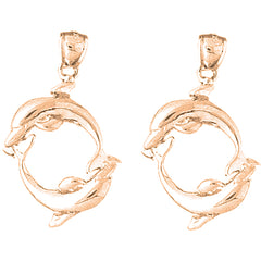 14K or 18K Gold 30mm Dolphin Earrings