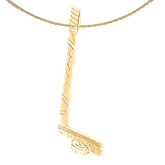 10K, 14K or 18K Gold Hockey Stick With Puck Pendant