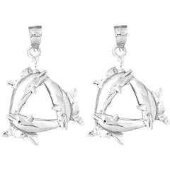 14K or 18K Gold 33mm Dolphin Earrings