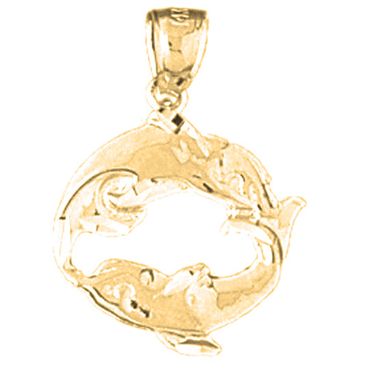 14K or 18K Gold Dolphin Pendant