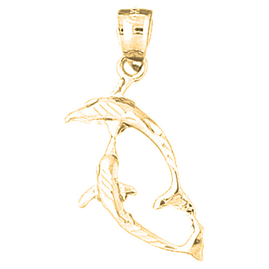 14K or 18K Gold Dolphin Pendant