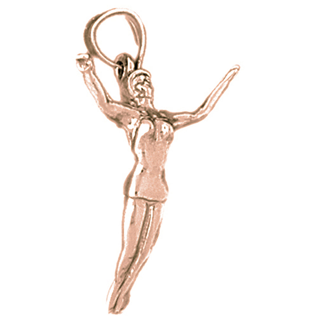 10K, 14K or 18K Gold Swimmer Pendant