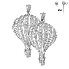 Sterling Silver 45mm Hot Air Balloon Earrings (White or Yellow Gold Plated)