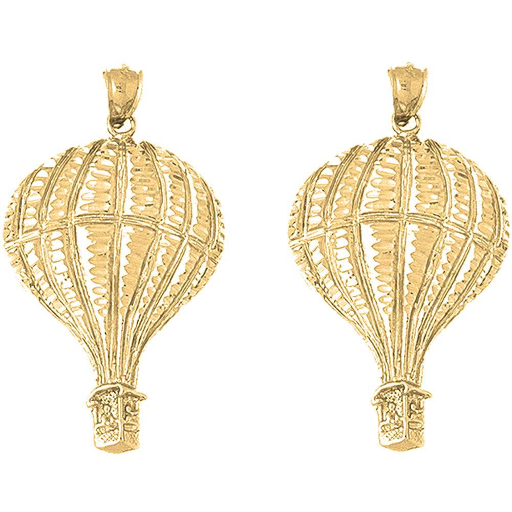 Yellow Gold-plated Silver 45mm Hot Air Balloon Earrings