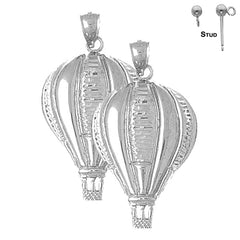 Sterling Silver 40mm Hot Air Balloon Earrings (White or Yellow Gold Plated)