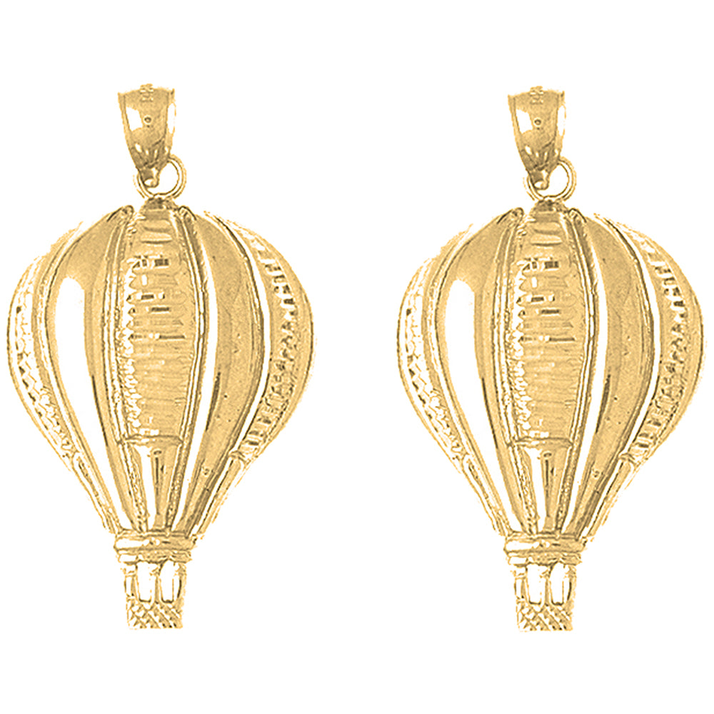 Yellow Gold-plated Silver 40mm Hot Air Balloon Earrings