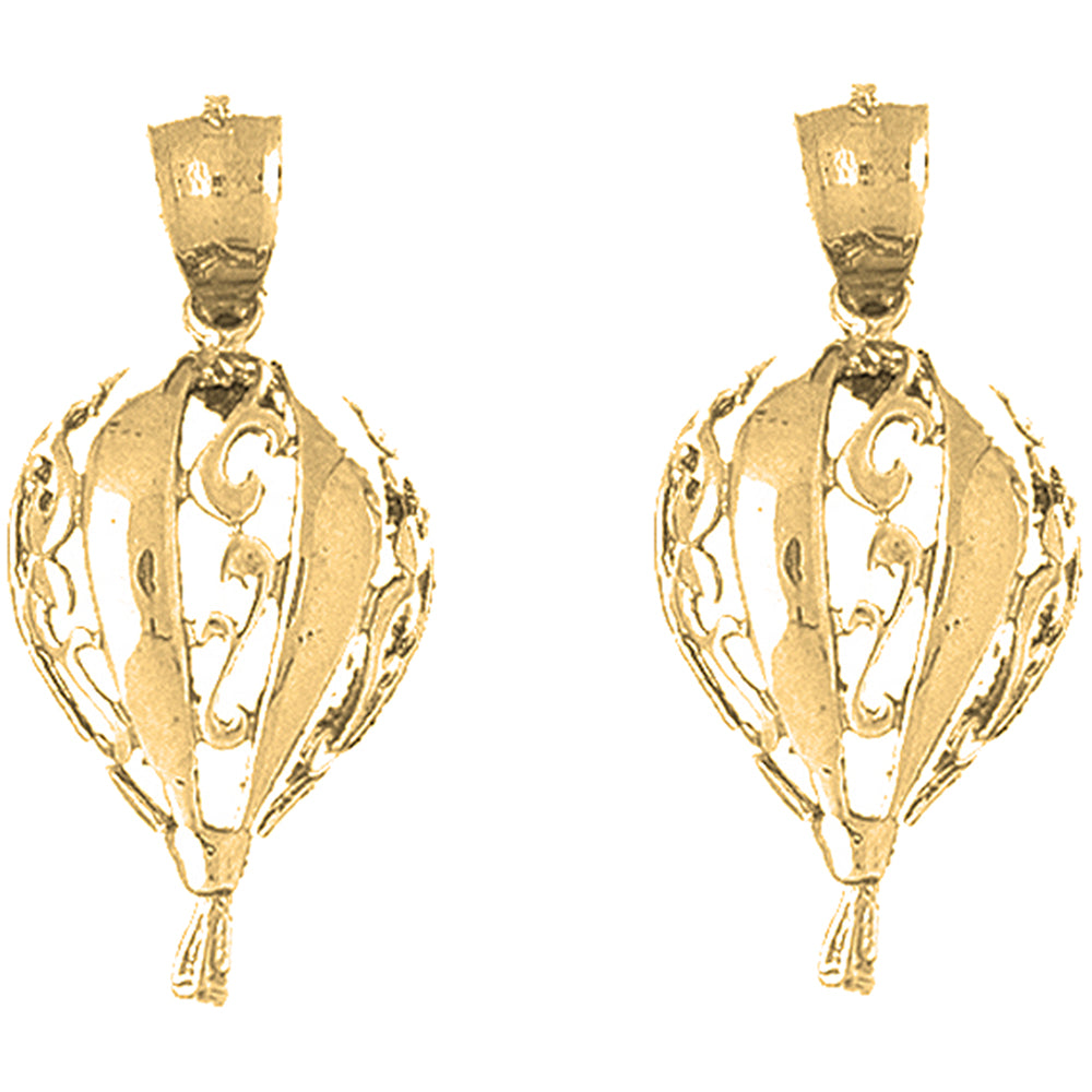 Yellow Gold-plated Silver 34mm Hot Air Balloon Earrings