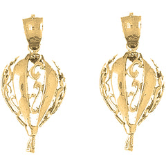 Yellow Gold-plated Silver 34mm Hot Air Balloon Earrings