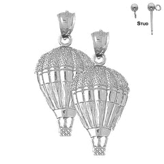 Heißluftballon-Ohrringe aus Sterlingsilber, 32 mm (weiß- oder gelbvergoldet)