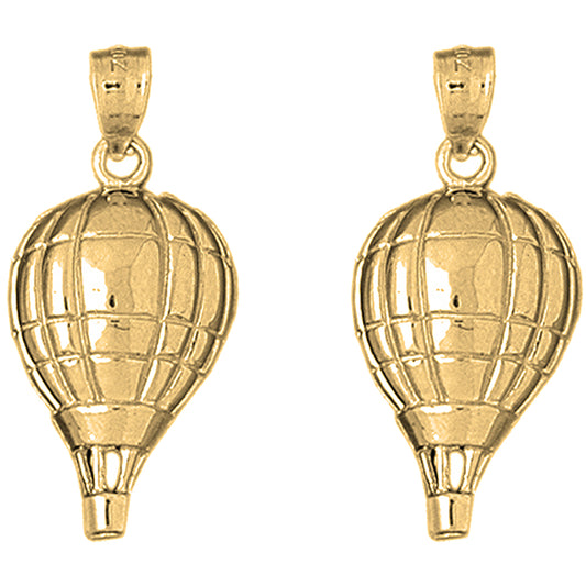 Yellow Gold-plated Silver 31mm Hot Air Balloon Earrings