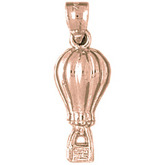 10K, 14K or 18K Gold 3D Hot Air Balloon Pendant