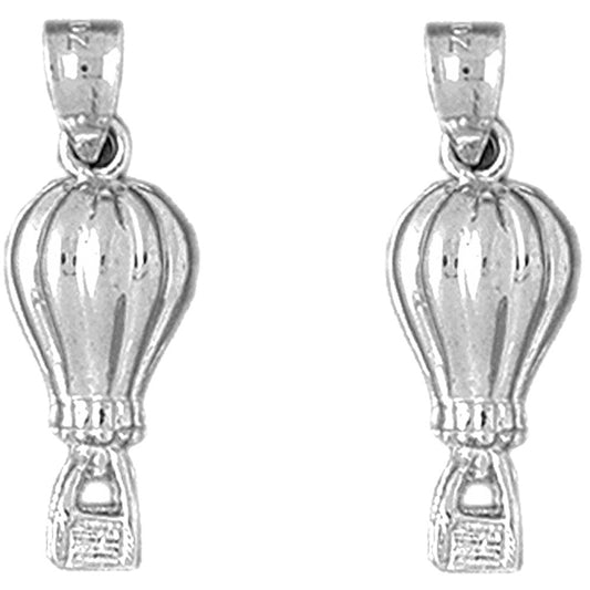 Sterling Silver 26mm 3D Hot Air Balloon Earrings